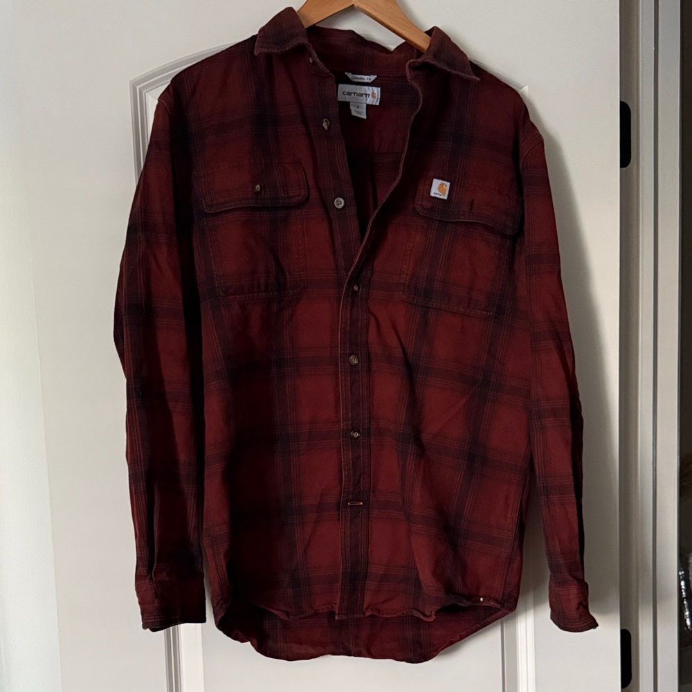 Carhartt Men's Burgundy Plaid Shirt Jacket